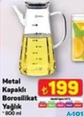 METAL KAPAKLI BOROSİLİKAT YAĞLIK 800 ML